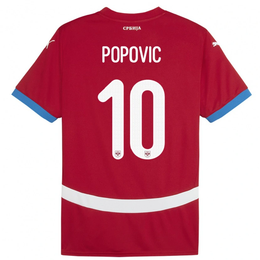 Danxen Men Serbia Matija Popovic #10 Red Home Jersey 24-26 T-Shirt