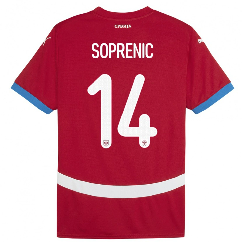 Danxen Men Serbia Milos Soprenic #14 Red Home Jersey 24-26 T-Shirt