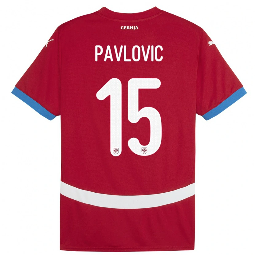 Danxen Men Serbia Dusan Pavlovic #15 Red Home Jersey 24-26 T-Shirt