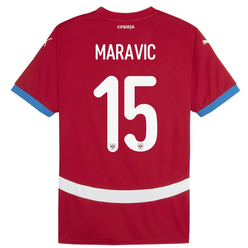 Danxen Men Serbia Mateo Maravic #15 Red Home Jersey 24-26 T-Shirt