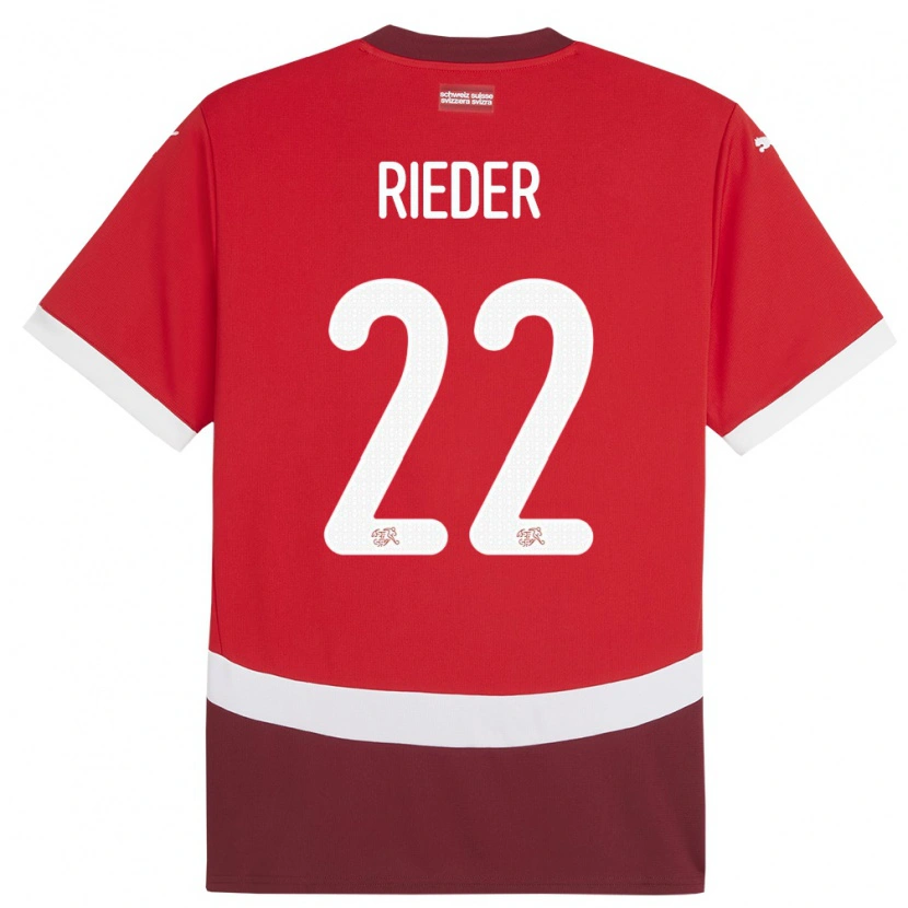 Danxen Men Switzerland Fabian Rieder #22 Red Home Jersey 24-26 T-Shirt