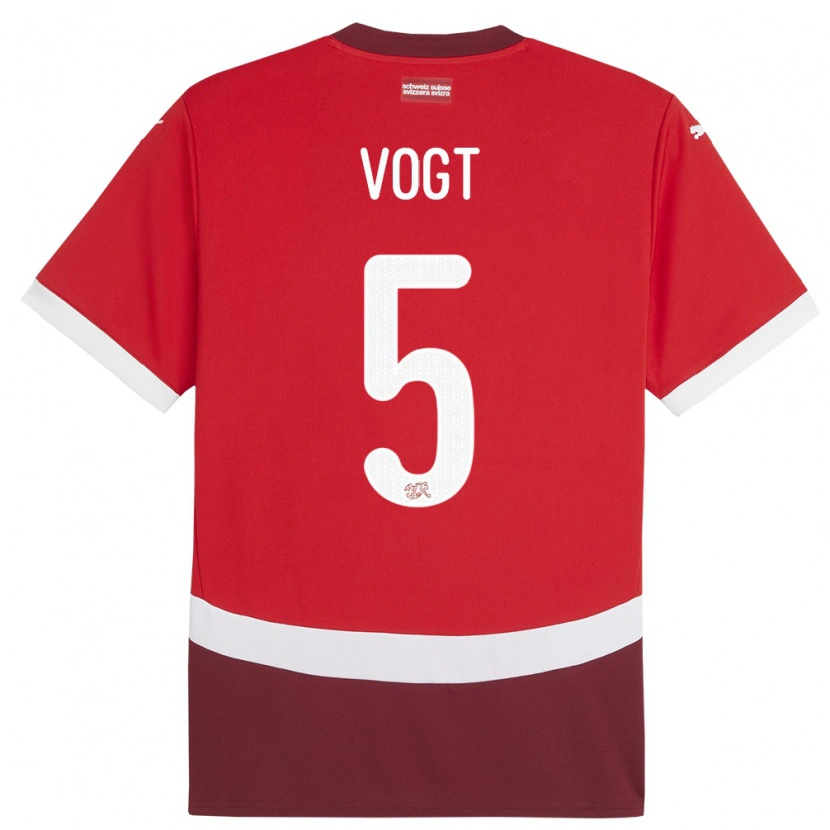 Danxen Men Switzerland Gian Vogt #5 Red Home Jersey 24-26 T-Shirt