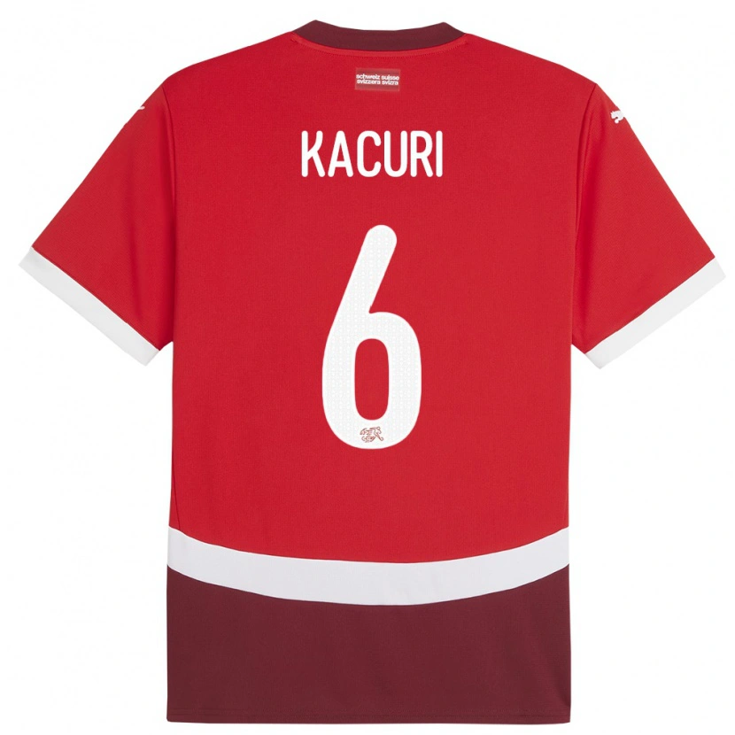Danxen Men Switzerland Dion Kacuri #6 Red Home Jersey 24-26 T-Shirt
