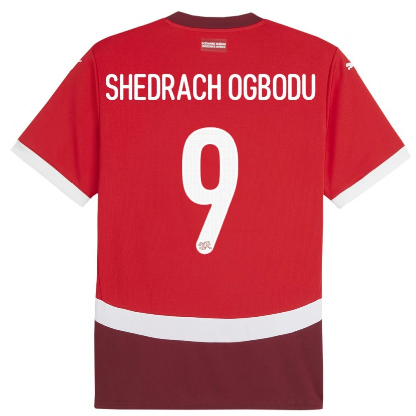 Danxen Men Switzerland Nathaniel Shedrach Ogbodu #9 Red Home Jersey 24-26 T-Shirt