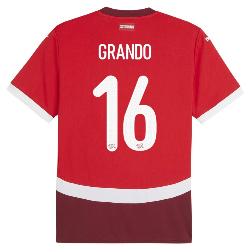 Danxen Men Switzerland Leon Grando #16 Red Home Jersey 24-26 T-Shirt