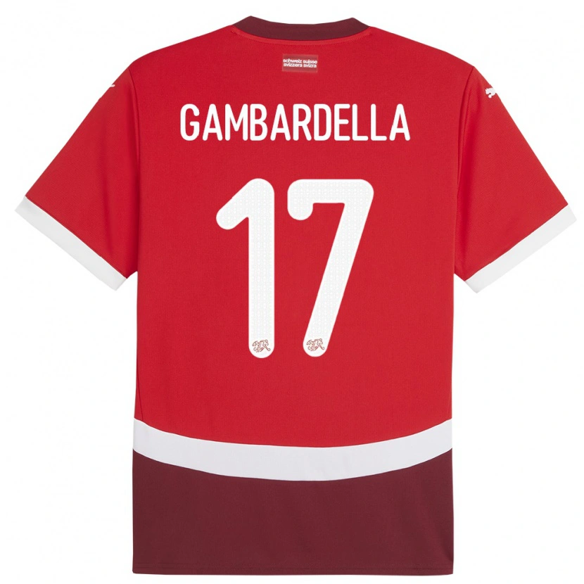 Danxen Men Switzerland Matteo Gambardella #17 Red Home Jersey 24-26 T-Shirt