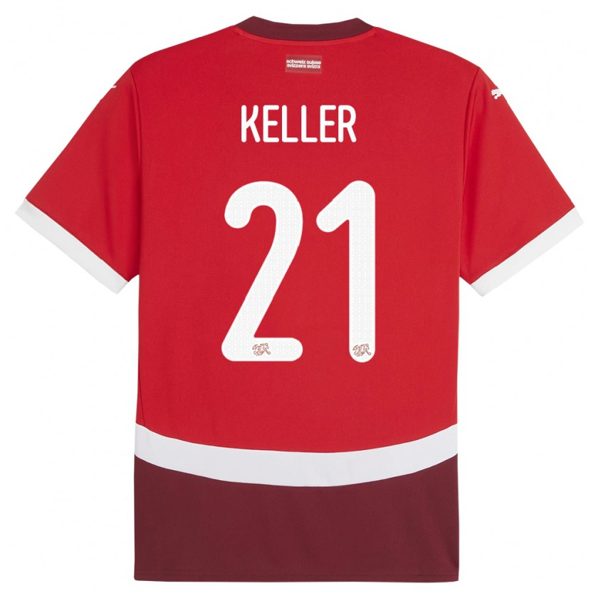 Danxen Men Switzerland Marvin Keller #21 Red Home Jersey 24-26 T-Shirt