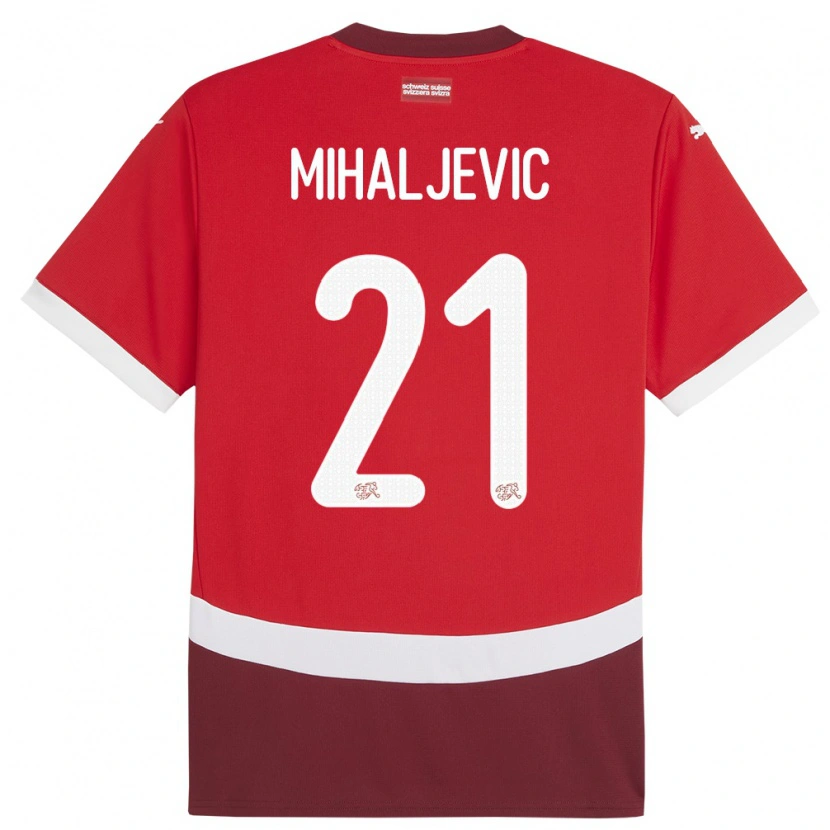 Danxen Men Switzerland Mark Mihaljevic #21 Red Home Jersey 24-26 T-Shirt