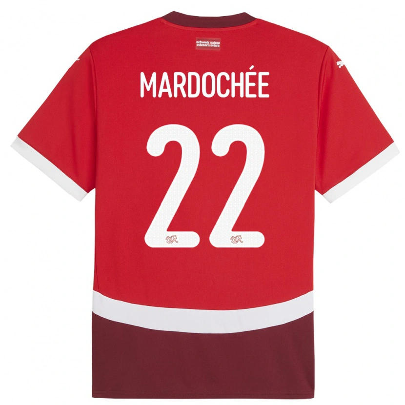 Danxen Men Switzerland Miguel Mardochée #22 Red Home Jersey 24-26 T-Shirt