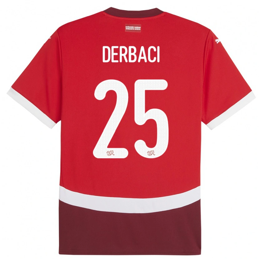 Danxen Men Switzerland Dorian Derbaci #25 Red Home Jersey 24-26 T-Shirt