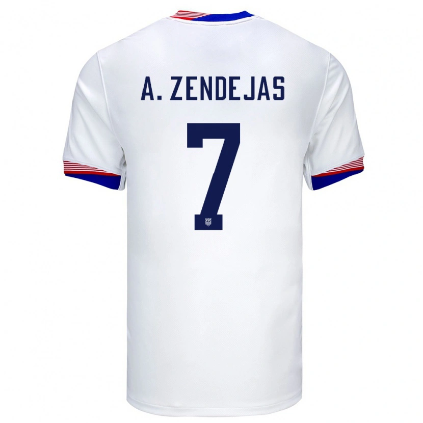 Danxen Men United States Álex Zendejas #7 White Home Jersey 24-26 T-Shirt