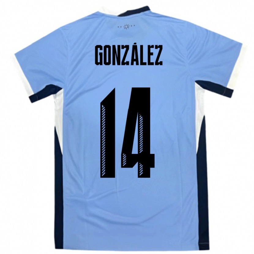 Danxen Men Uruguay Pilar Gonzalez #14 White Black Home Jersey 24-26 T-Shirt