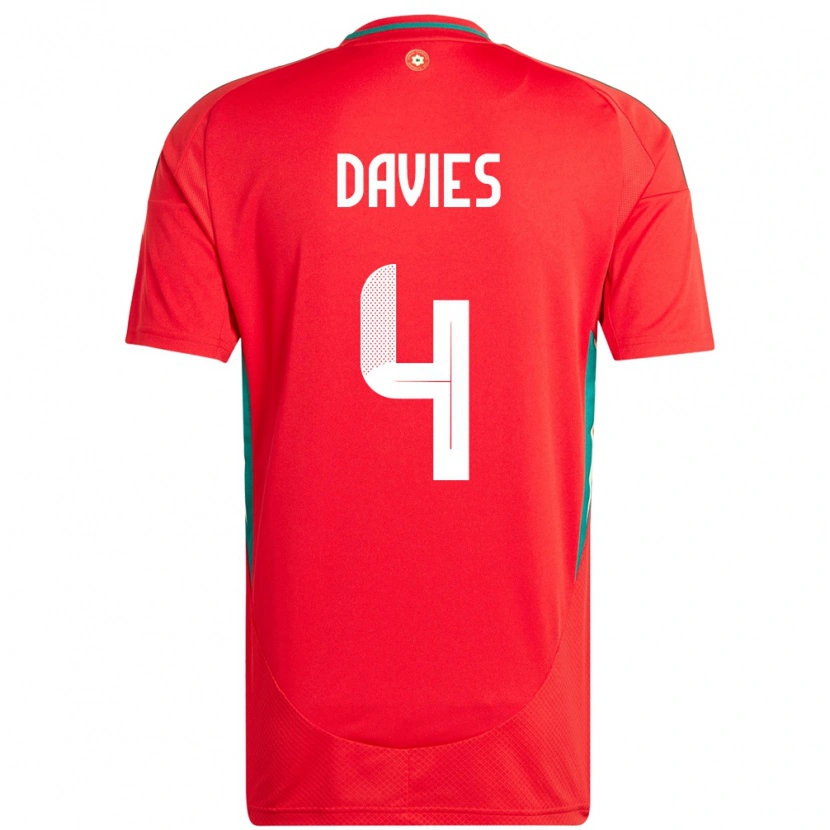 Danxen Men Wales Ben Davies #4 Red Home Jersey 24-26 T-Shirt