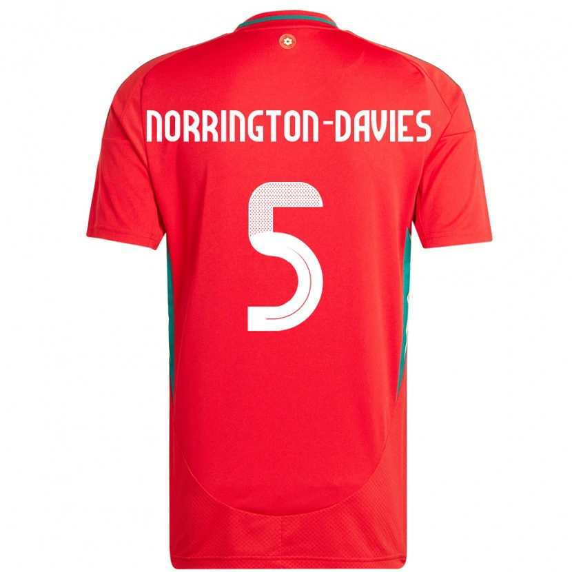 Danxen Men Wales Rhys Norrington-Davies #5 Red Home Jersey 24-26 T-Shirt