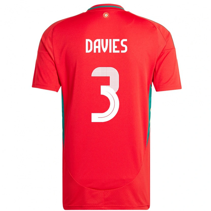 Danxen Men Wales Mael Davies #3 Red Home Jersey 24-26 T-Shirt