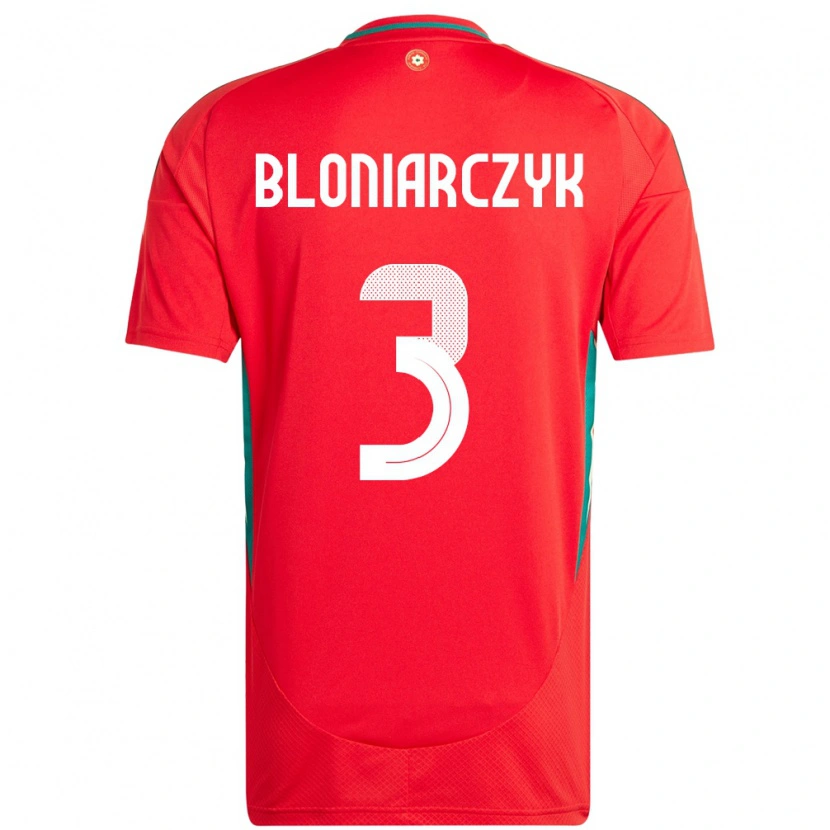 Danxen Men Wales Kaven Bloniarczyk #3 Red Home Jersey 24-26 T-Shirt