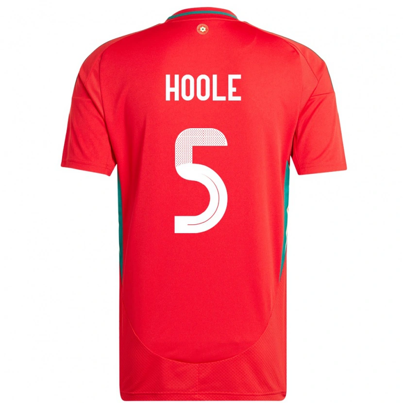 Danxen Men Wales Luca Hoole #5 Red Home Jersey 24-26 T-Shirt