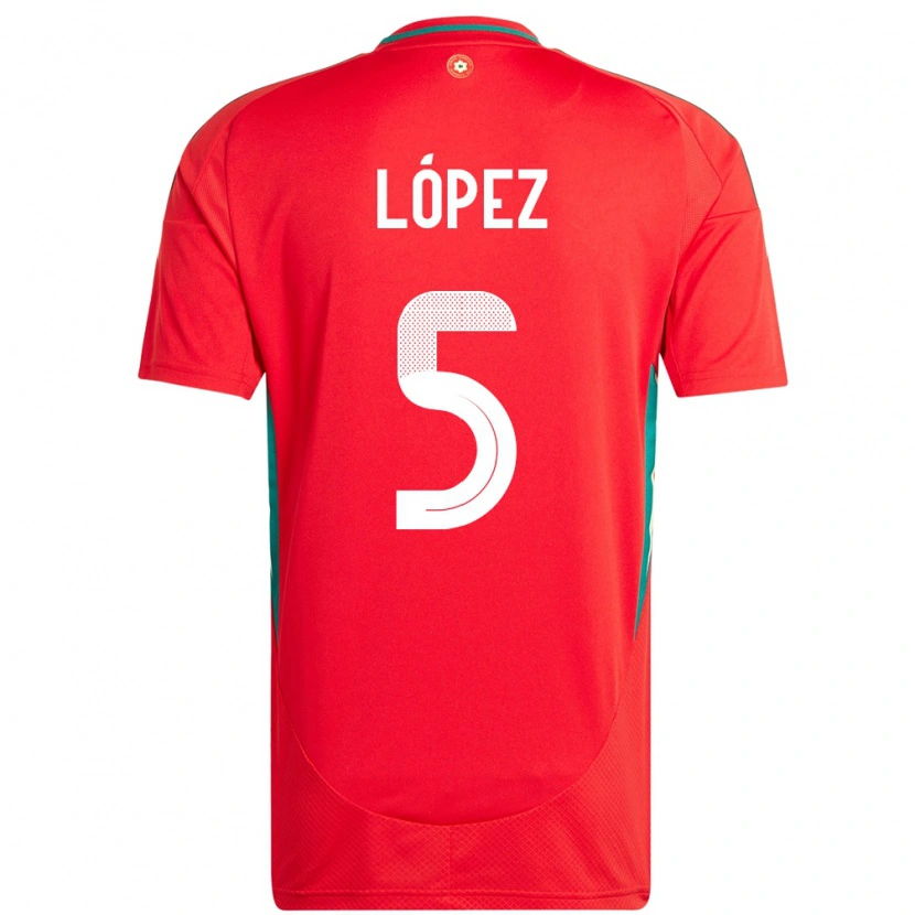 Danxen Men Wales Pablo López #5 Red Home Jersey 24-26 T-Shirt