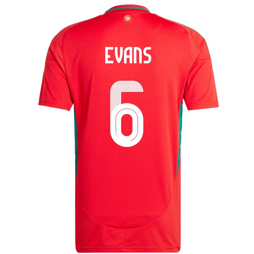 Danxen Men Wales Louis Evans #6 Red Home Jersey 24-26 T-Shirt