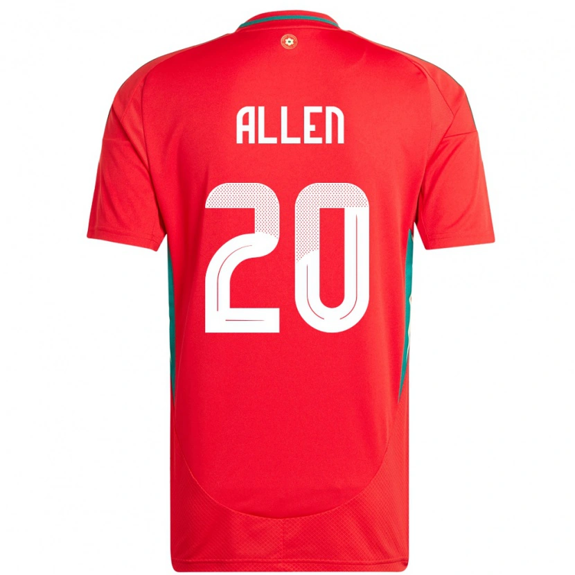 Danxen Men Wales Cruz Allen #20 Red Home Jersey 24-26 T-Shirt