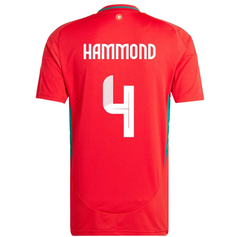 Danxen Men Wales Ben Hammond #4 Red Home Jersey 24-26 T-Shirt