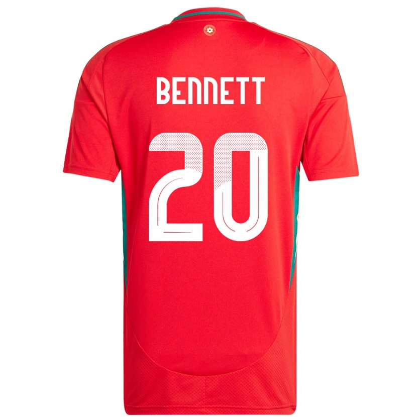 Danxen Men Wales Aaron Bennett #20 Red Home Jersey 24-26 T-Shirt