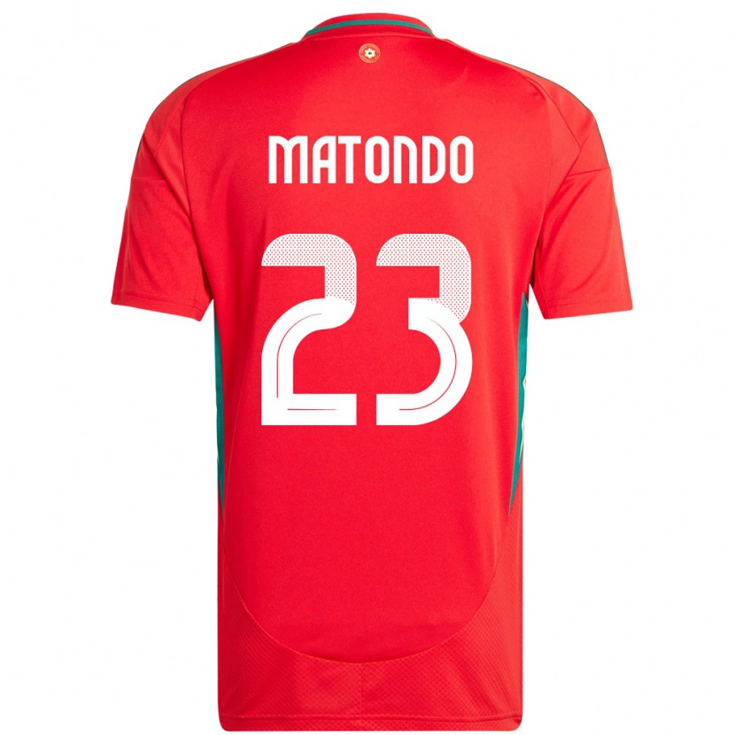 Danxen Men Wales Rabbi Matondo #23 Red Home Jersey 24-26 T-Shirt