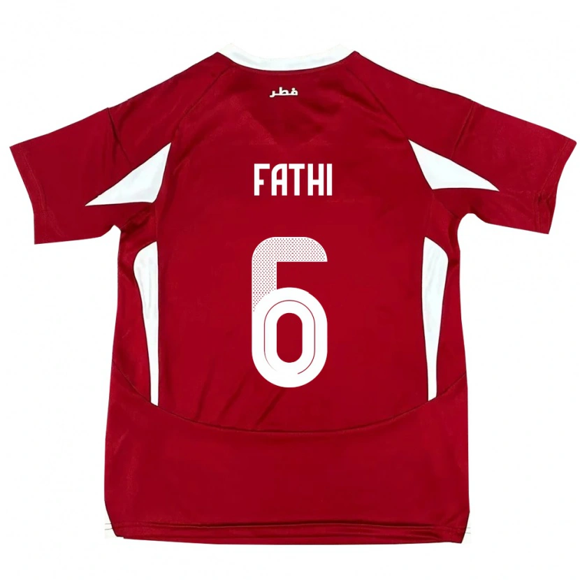 Danxen Men Qatar Ahmed Fathi #6 Red Home Jersey 24-26 T-Shirt