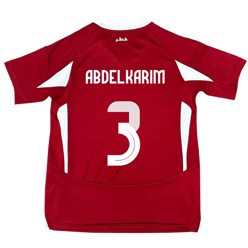 Danxen Men Qatar Abdelkarim Hassan #3 Red Home Jersey 24-26 T-Shirt