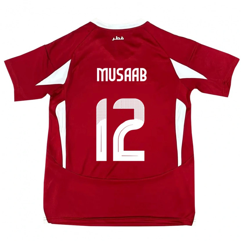 Danxen Men Qatar Musaab Khidir #12 Red Home Jersey 24-26 T-Shirt