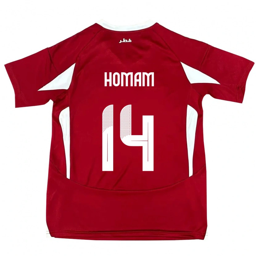 Danxen Men Qatar Homam Ahmed #14 Red Home Jersey 24-26 T-Shirt