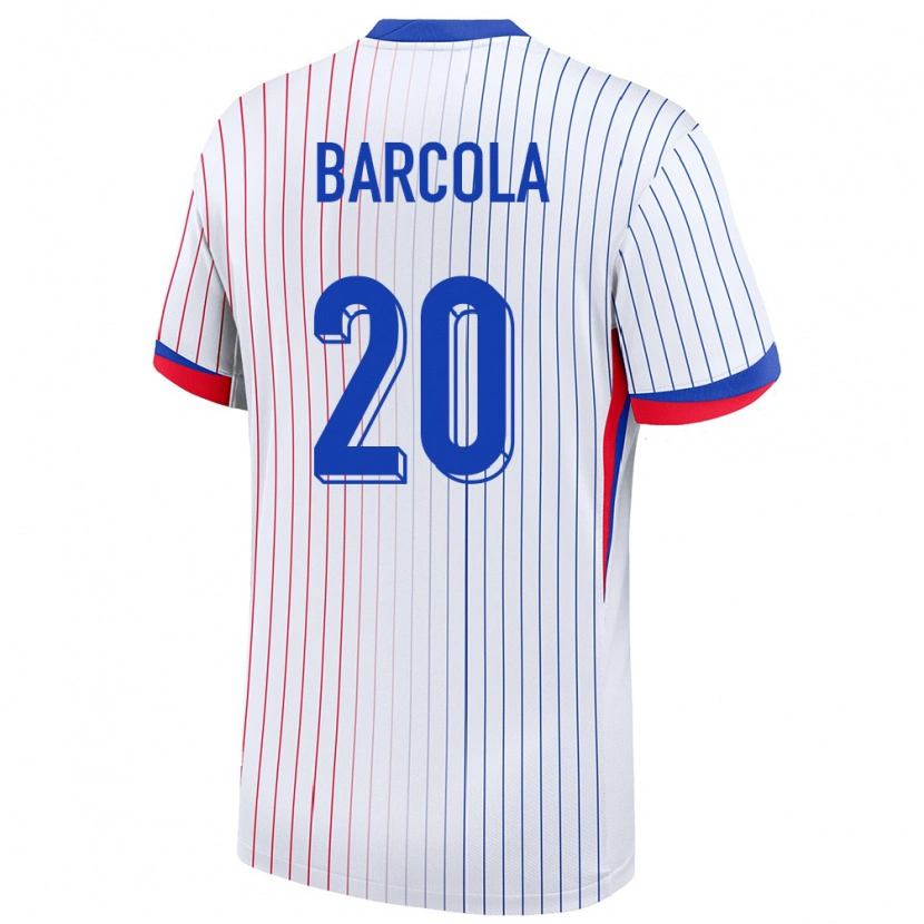 Danxen Men France Bradley Barcola #20 White Away Jersey 24-26 T-Shirt