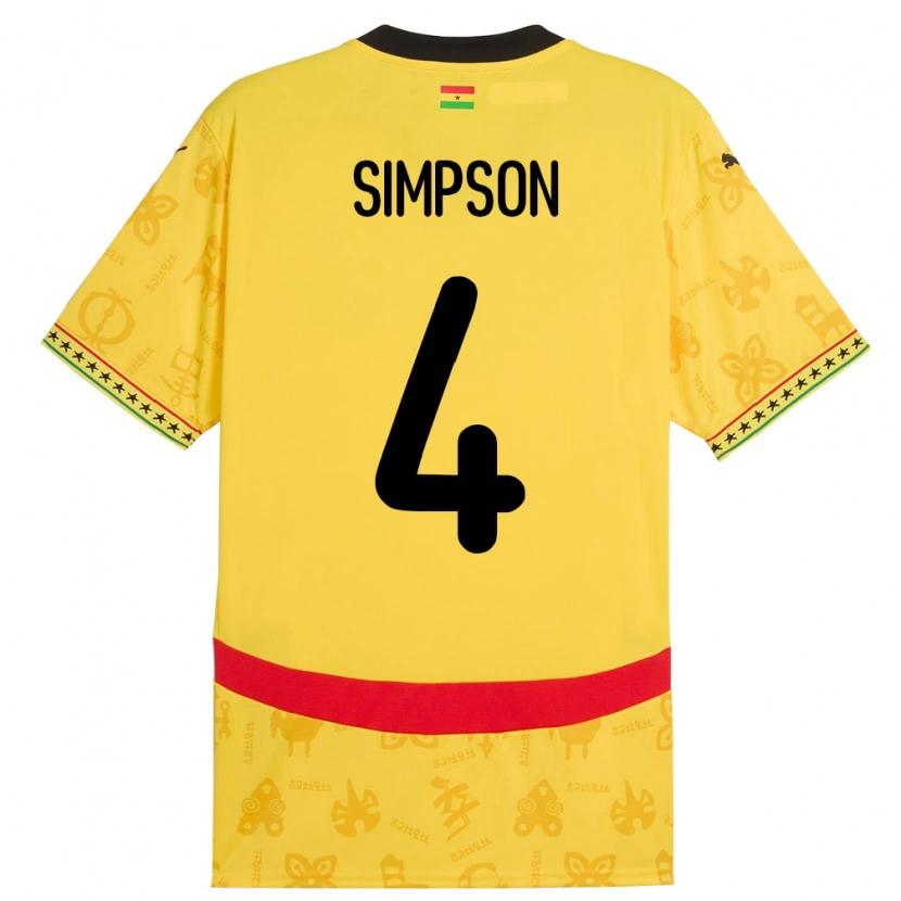 Danxen Men Ghana Razak Simpson #4 Yellow Away Jersey 24-26 T-Shirt