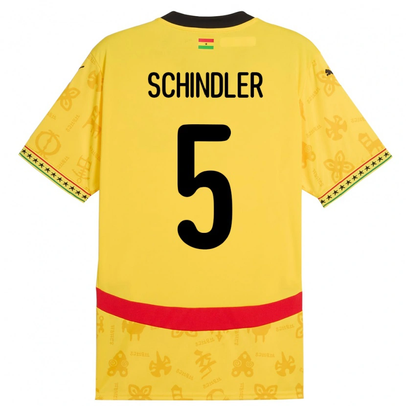 Danxen Men Ghana Kingsley Schindler #5 Yellow Away Jersey 24-26 T-Shirt