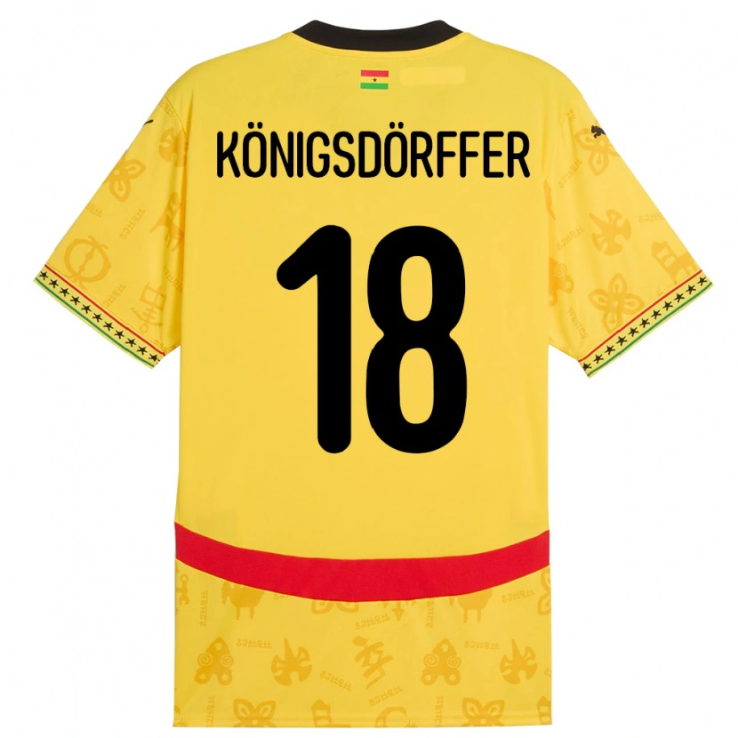 Danxen Men Ghana Ransford Königsdörffer #18 Yellow Away Jersey 24-26 T-Shirt