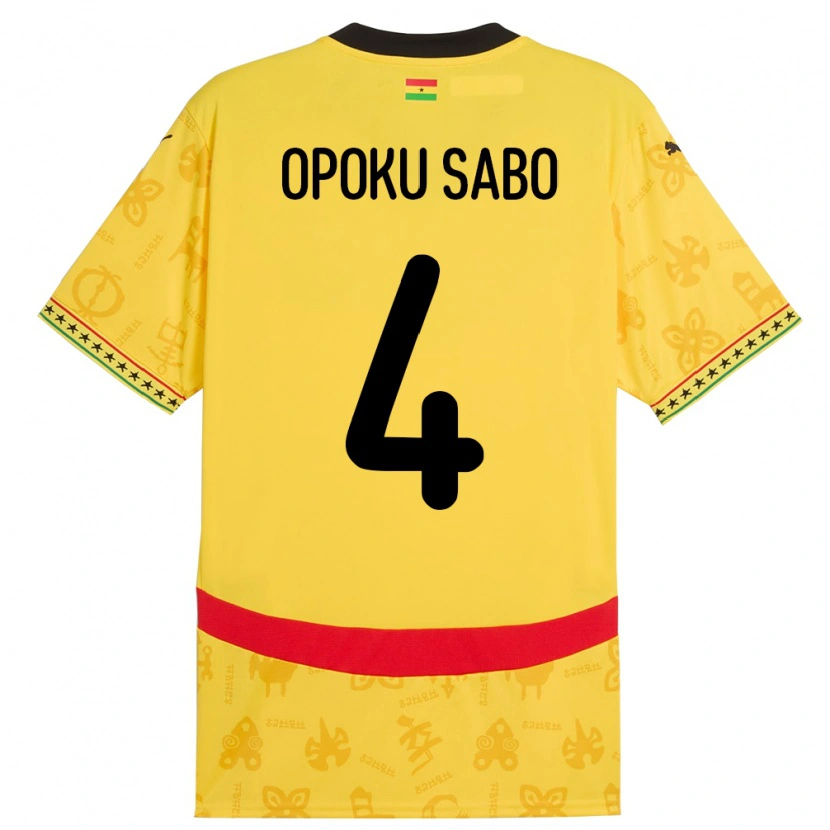 Danxen Men Ghana Alex Opoku Sabo #4 Yellow Away Jersey 24-26 T-Shirt
