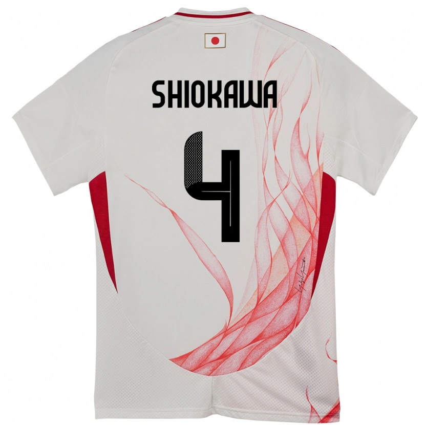 Danxen Men Japan Harumichi Shiokawa #4 White Away Jersey 24-26 T-Shirt