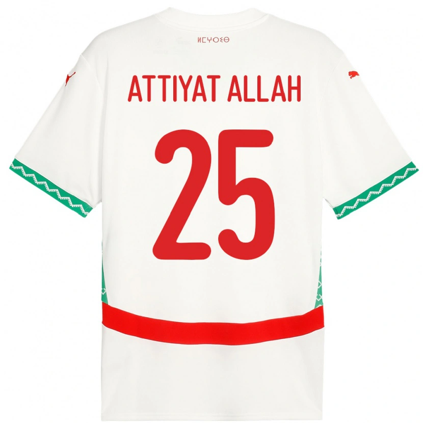 Danxen Men Morocco Yahia Attiyat Allah #25 White Away Jersey 24-26 T-Shirt