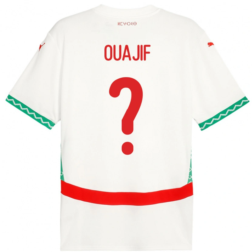 Danxen Men Morocco Naël Ouajif #0 White Away Jersey 24-26 T-Shirt