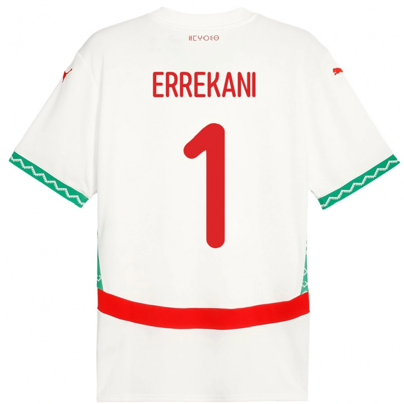 Danxen Men Morocco Yahya Errekani #1 White Away Jersey 24-26 T-Shirt
