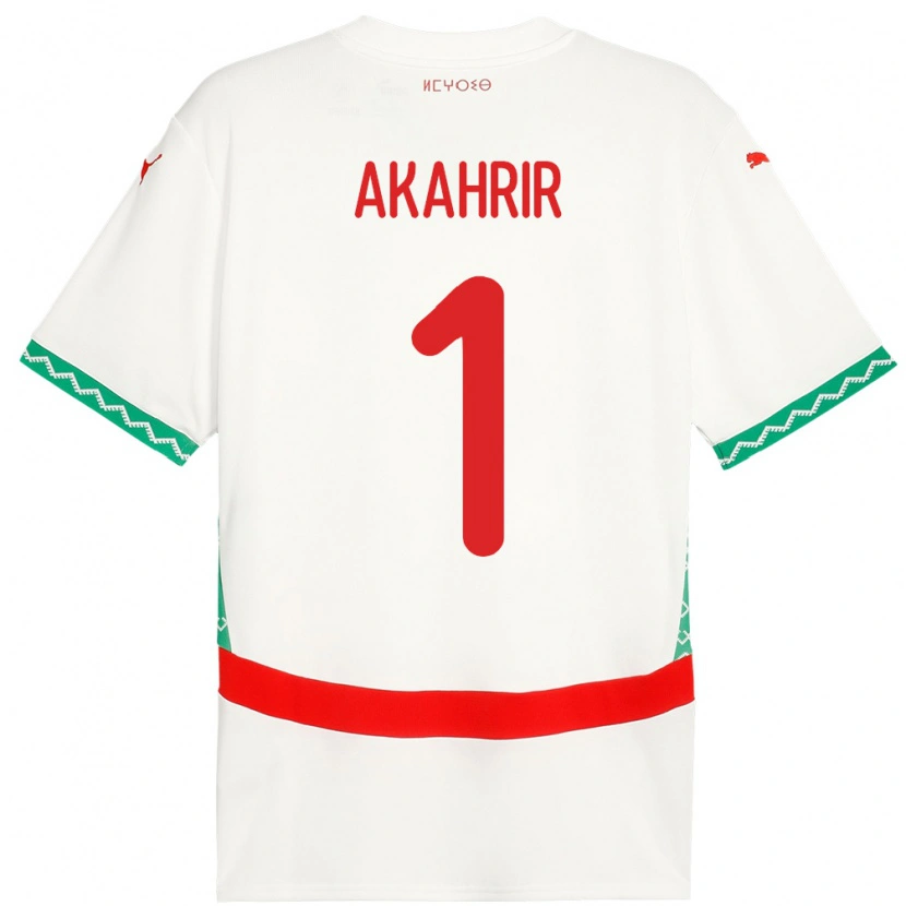 Danxen Men Morocco Mohamed Akahrir #1 White Away Jersey 24-26 T-Shirt