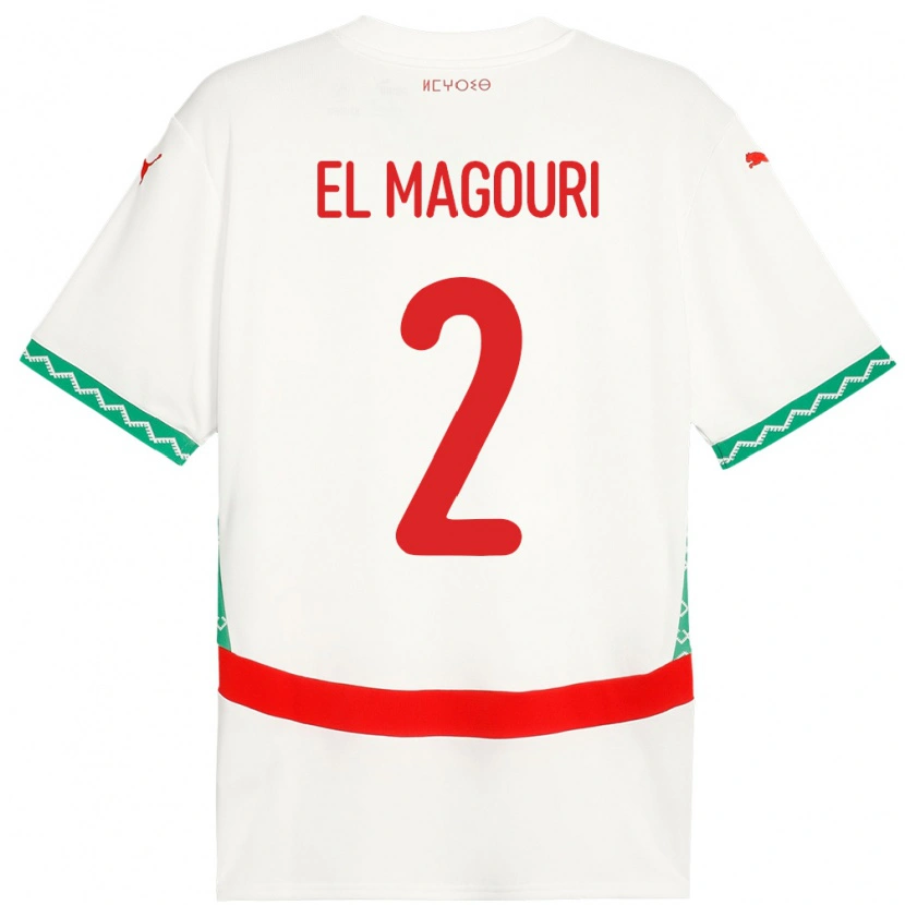 Danxen Men Morocco Anas El Magouri #2 White Away Jersey 24-26 T-Shirt