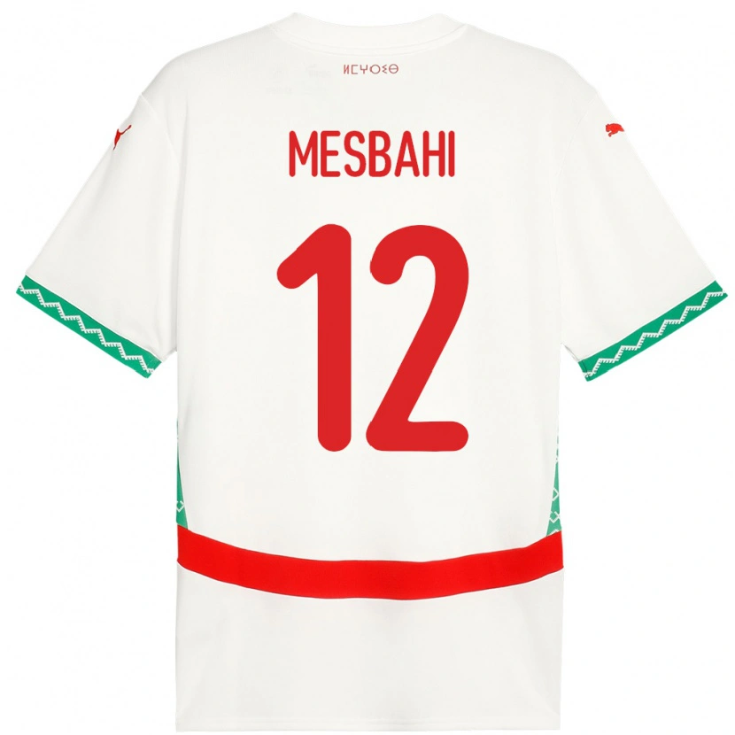 Danxen Men Morocco Hakim Mesbahi #12 White Away Jersey 24-26 T-Shirt