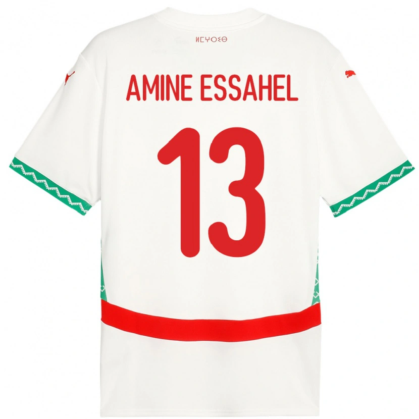 Danxen Men Morocco Mohamed Amine Essahel #13 White Away Jersey 24-26 T-Shirt