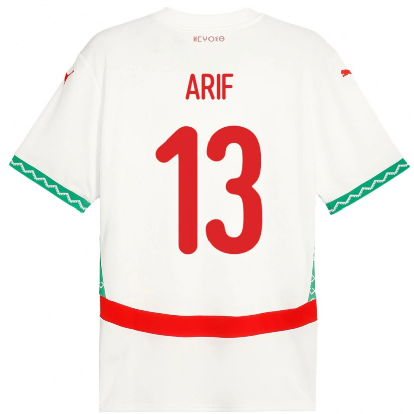 Danxen Men Morocco Yahya Arif #13 White Away Jersey 24-26 T-Shirt