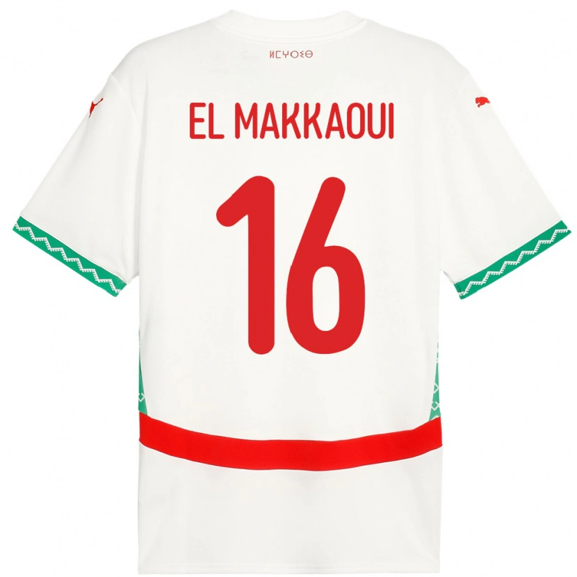 Danxen Men Morocco Anas El Makkaoui #16 White Away Jersey 24-26 T-Shirt
