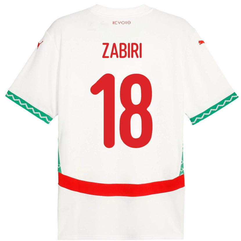 Danxen Men Morocco Yassir Zabiri #18 White Away Jersey 24-26 T-Shirt