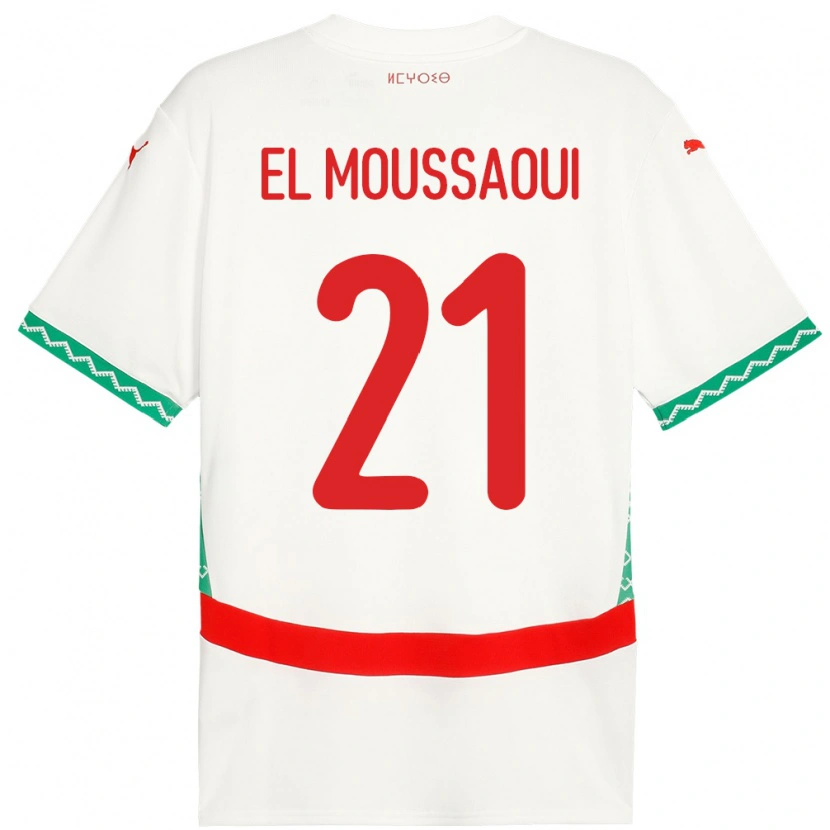 Danxen Men Morocco Tajeddine El Moussaoui #21 White Away Jersey 24-26 T-Shirt
