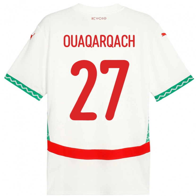 Danxen Men Morocco Abdelkader Ouaqarqach #27 White Away Jersey 24-26 T-Shirt