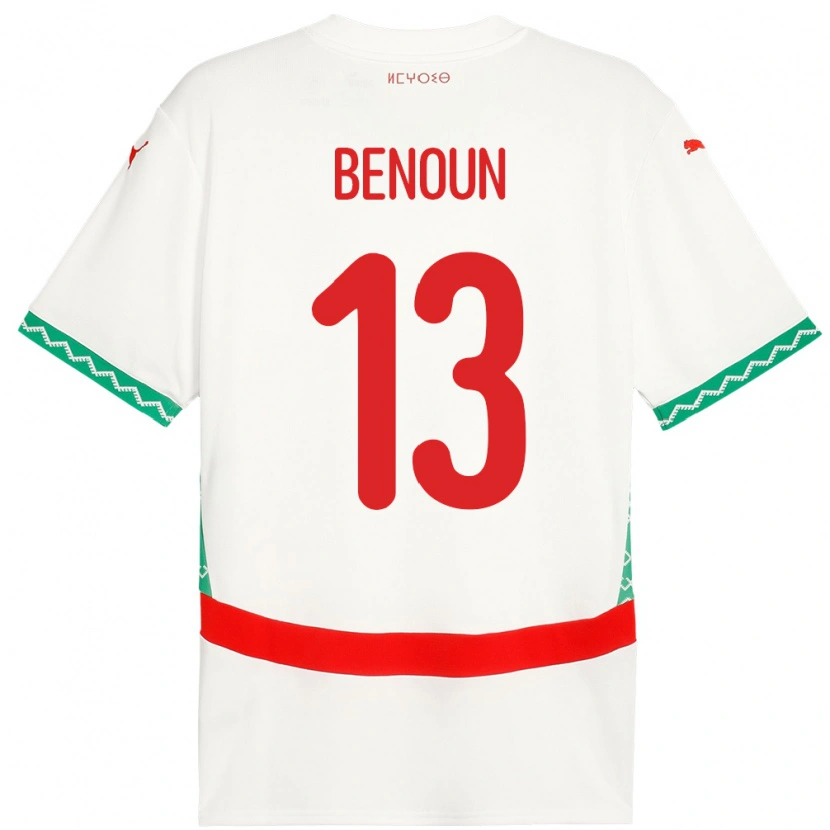 Danxen Men Morocco Badr Benoun #13 White Away Jersey 24-26 T-Shirt